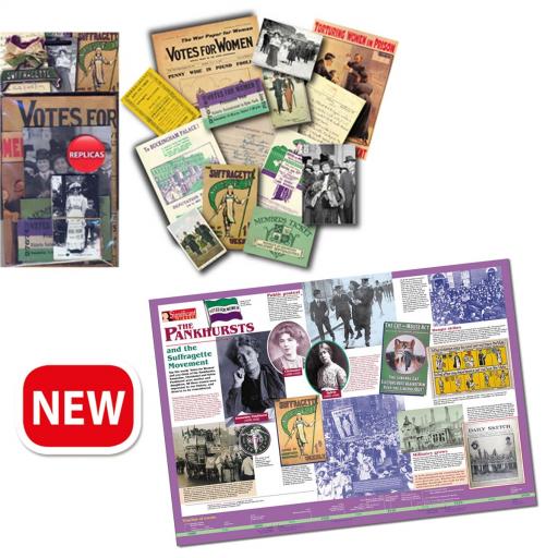 Suffragettes Memorabilia Pack and Pankhursts Poster