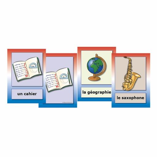 French School Subject, Classroom Objects & Musical Instruments Flashcards