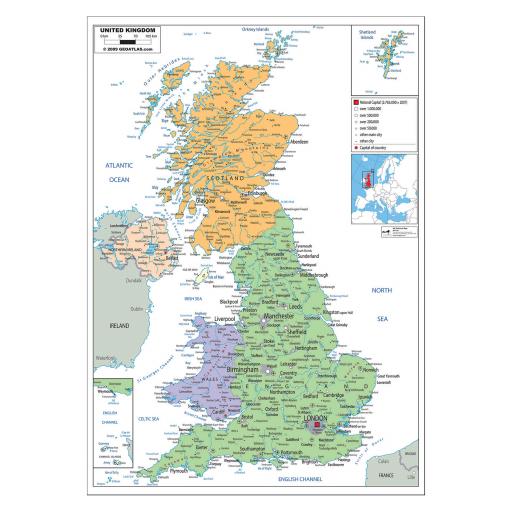 UK Political Map - Laminated